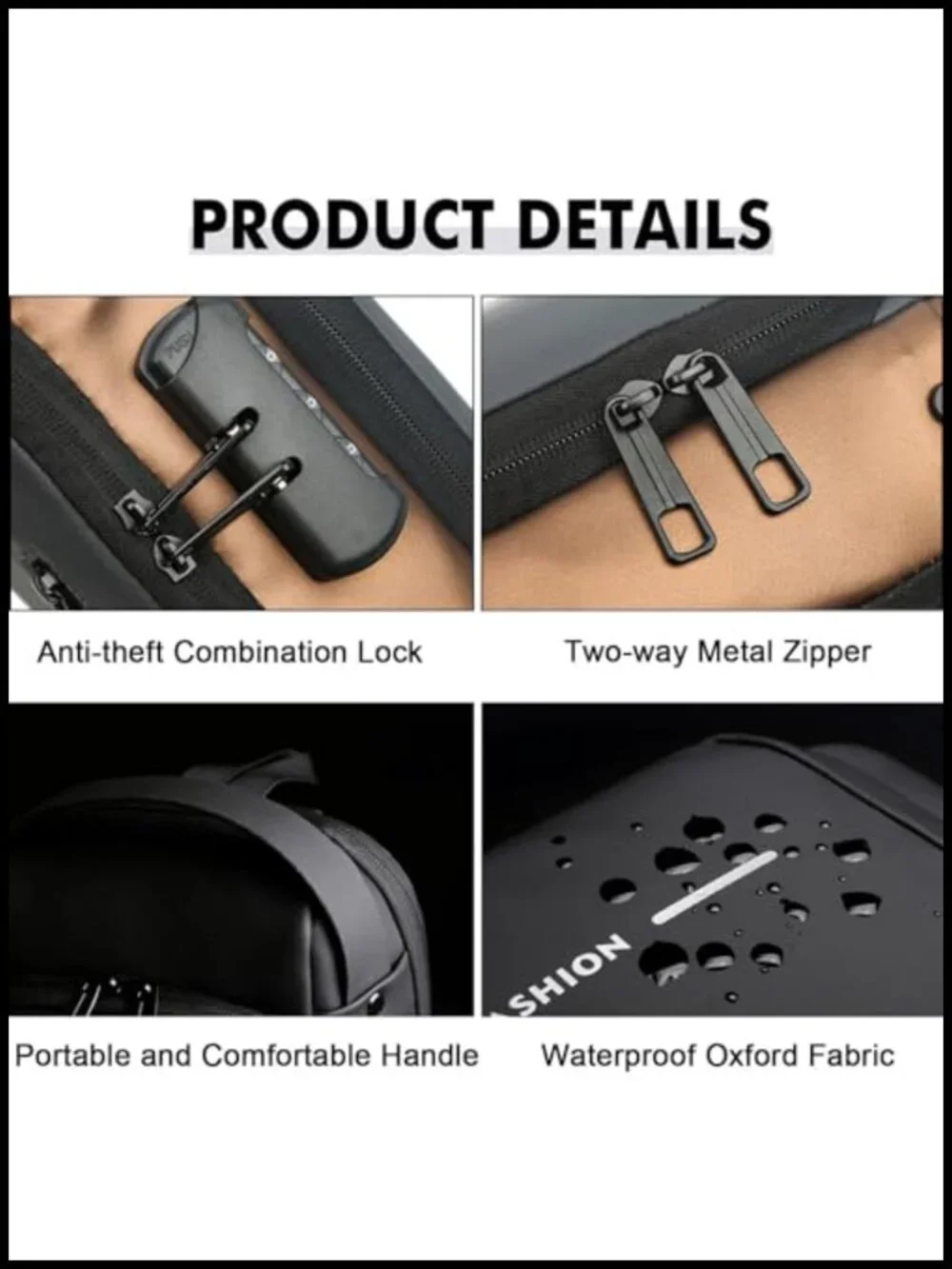 Men's Anti-Theft Sling Bag USB Charging Waterproof PU Leather Crossbody Backpack